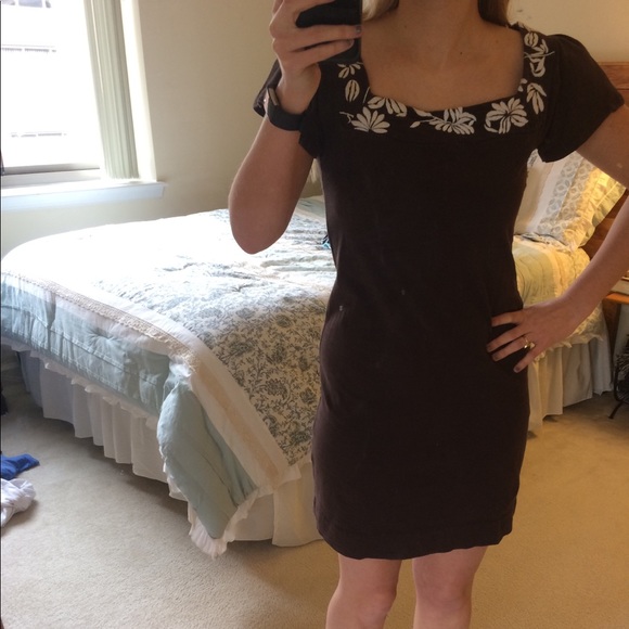 BANANA REPUBLIC Brown Dress with Flower Design - Picture 3 of 3